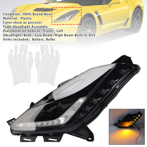 2014-2019 Chevy Corvette C7 Z06 Left HID Xenon Headlight Assembly W/ Ballast 8pin Generic
