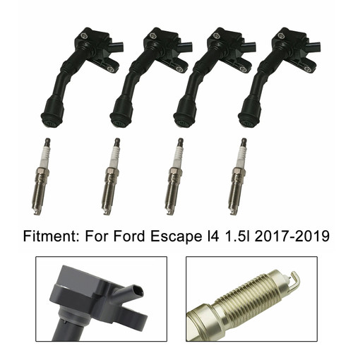 2014-2020 Ford Fusion Escape 1.5L 4X Ignition Coil + 4X Spark Plug UF735 Generic