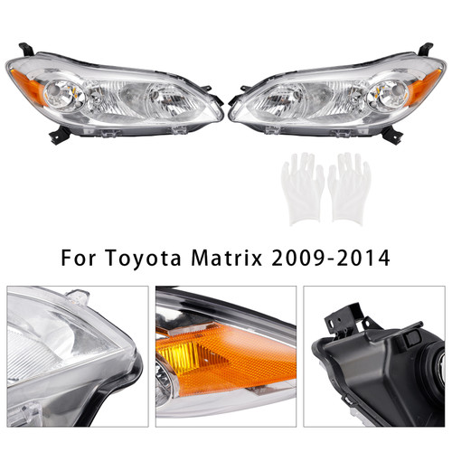 2009-2014 Toyota Matrix Left+Right Headlights Assembly Headlamp 8115002650 Chrome Generic