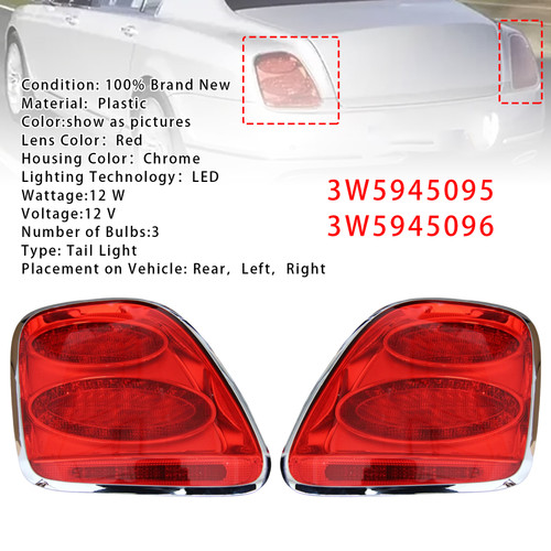 2009-2012 Bentley Continental Flying Spur/ GT Left+Right Tail Light 3W5945095 3W5945096 Generic
