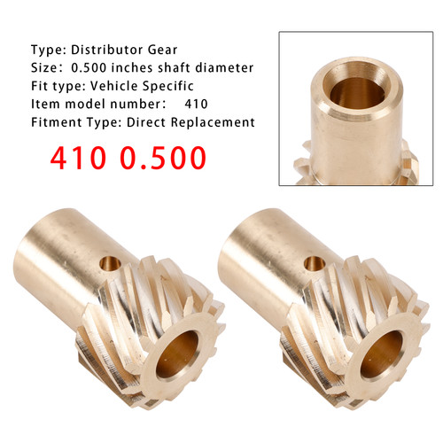 2Pack "410 0.500"" Shaft Diameter Bronze Distributor Gear For Chevy with MSD Distributor Small/Big Block