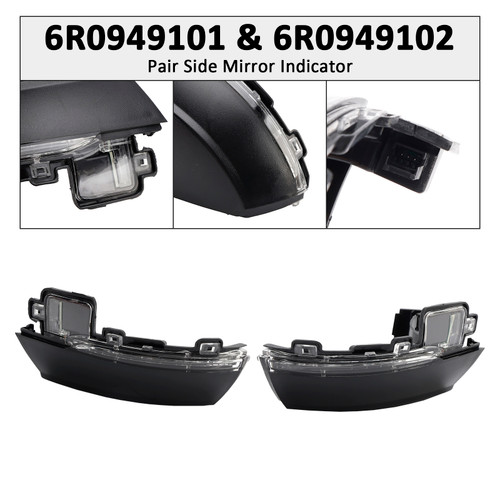 2009-2018 VW Polo MK5 6C 2X Wing Door Mirror LED Indicator Light Lamps 6R0949101 6R0949102 Generic