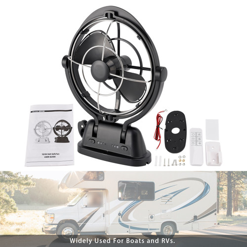 12V/24V Auto-Sensing Low-Power Draw Fan For Boats and RV Black