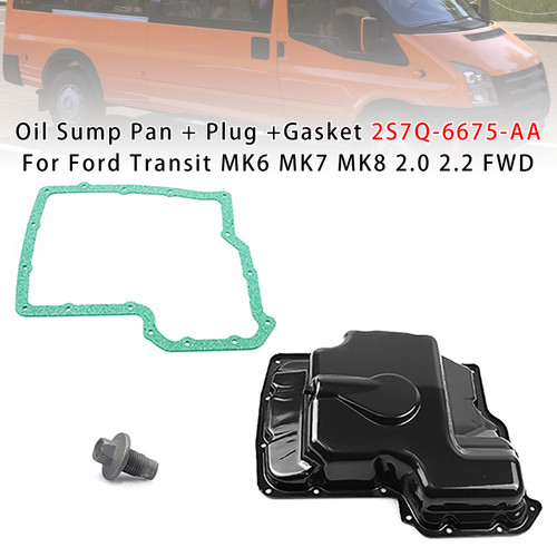 Oil Sump Pan + Plug +Gasket 2S7Q-6675-AA For Ford Transit MK6 MK7 MK8 2.0 2.2 FWD