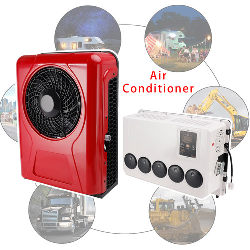 DC 24V RV Air Conditioner 13000btu Truck Split AC For Camping Vehicles Trucks RVs Trailers Red