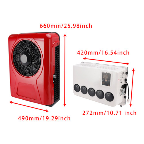 DC 24V RV Air Conditioner 13000btu Truck Split AC For Camping Vehicles Trucks RVs Trailers Red