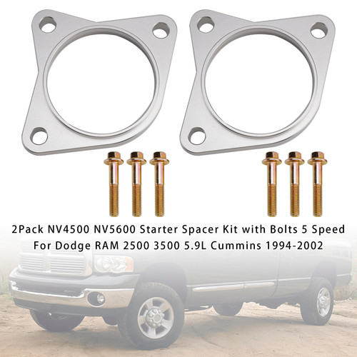 1994-2002 Dodge RAM 2500 3500 5.9L Cummins 2Pack NV4500 NV5600 Starter Spacer Kit with Bolts 5 Speed Generic