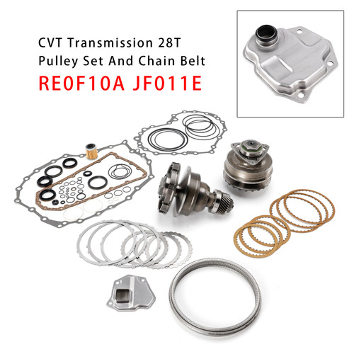Transmission CVT Pulley 28T W/Belt+Chain ＆ Rebuild Kit RE0F10A JF011E For NISSAN