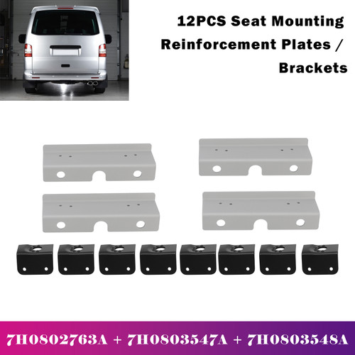 12x Seat Mounting Reinforcement Plates/Brackets For VW T5 T6 2 + 1 Rear Seats