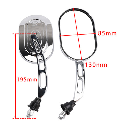 10mm Chrome Motorcycle Rearview Side Mirrors For Choppers Cruiser Custom