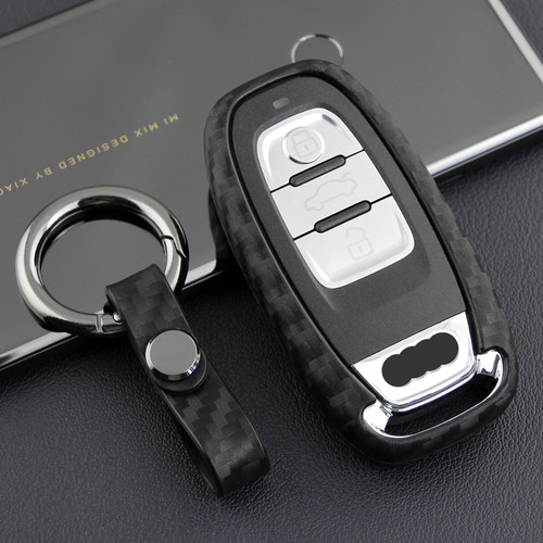 Leather Silicone Car Key Case Cover With Buckle For Audi