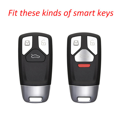 Leather Silicone Car Key Case Cover With Buckle For Audi A4 Q5