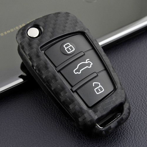 2008-2019 Audi A1 A3 S3 Q3 Q7 TT Leather Silicone Car Key Case Cover With Buckle Generic