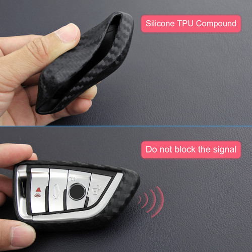 Leather Silicone Car Key Case Cover With Buckle For BMW
