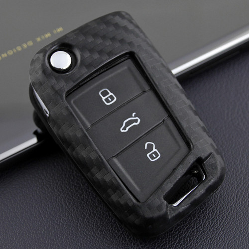 2015-2019 Volkswagen Polo Golf Tiguan Leather Silicone Car Key Case Cover With Buckle Generic