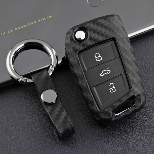 2015-2019 Volkswagen Polo Golf Tiguan Leather Silicone Car Key Case Cover With Buckle Generic