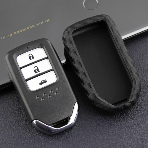 2013-2019 Honda Civic Accord Odyssey Leather Silicone Car Key Case Cover With Buckle Generic