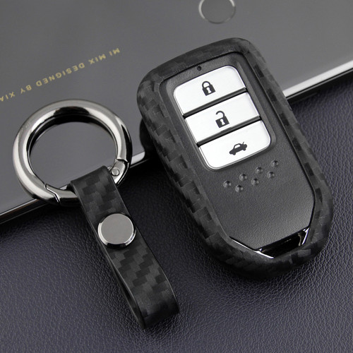 2013-2019 Honda Civic Accord Odyssey Leather Silicone Car Key Case Cover With Buckle Generic