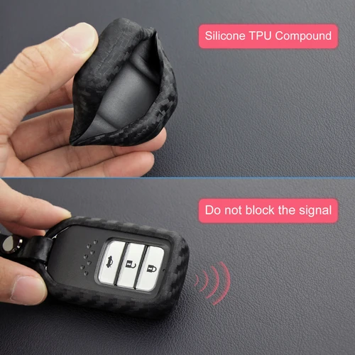 2013-2019 Honda Civic Accord Odyssey Leather Silicone Car Key Case Cover With Buckle Generic