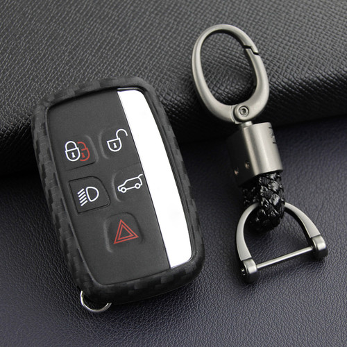 2012-2019 Land Rover Discovery Leather Silicone Car Key Case Cover With Buckle Generic