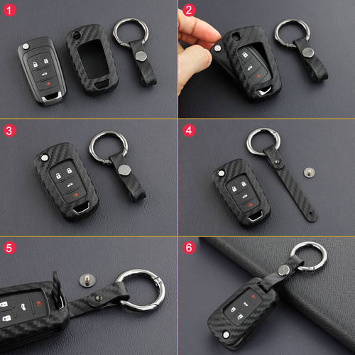 2010-2019 Buick LaCrosse Regal Leather Silicone Car Key Case Cover With Buckle Generic