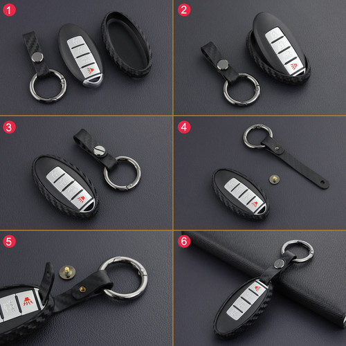 2007-2019 Nissan Leather Silicone Car Key Case Cover With Buckle Generic