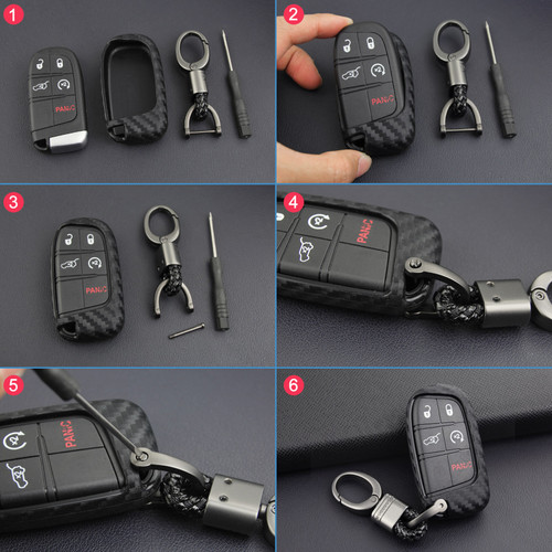 2014-2019 Jeep Grand Cherokee Cherokee Renegade Compass Leather Silicone Car Key Case Cover With Buckle Generic
