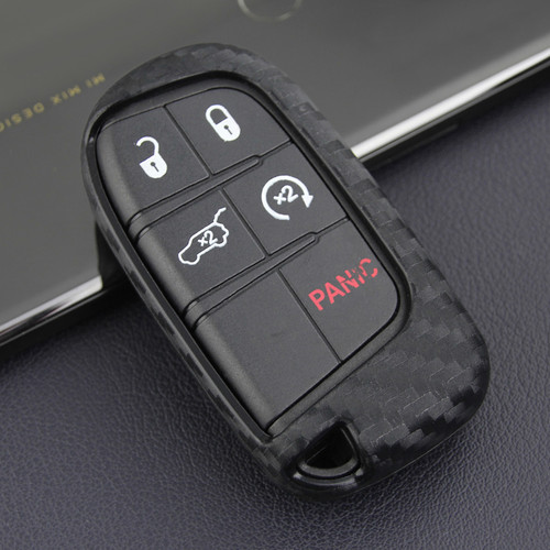2011-2019 Dodge Charger Challenger Journey Leather Silicone Car Key Case Cover With Buckle Generic