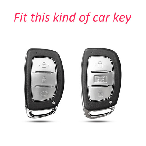 2015-2019 Hyundai Sonata Tucson Elantra Leather Silicone Car Key Case Cover With Buckle Generic