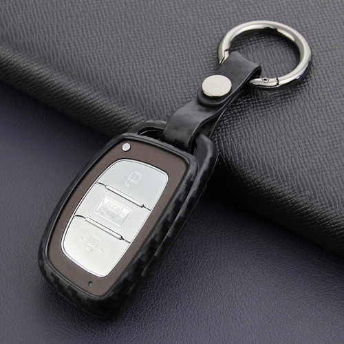 2015-2019 Hyundai Sonata Tucson Elantra Leather Silicone Car Key Case Cover With Buckle Generic