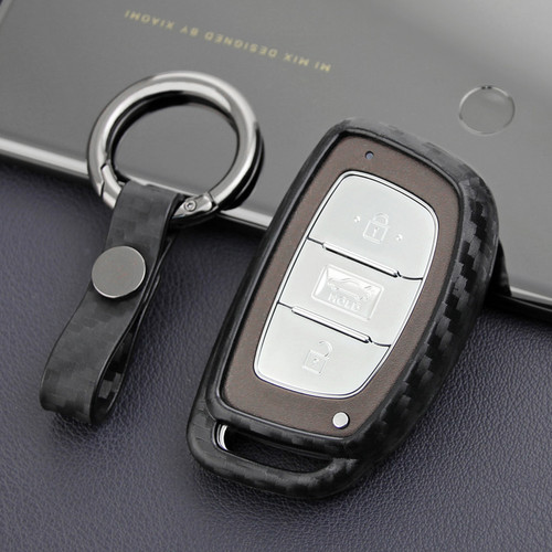 2015-2019 Hyundai Sonata Tucson Elantra Leather Silicone Car Key Case Cover With Buckle Generic