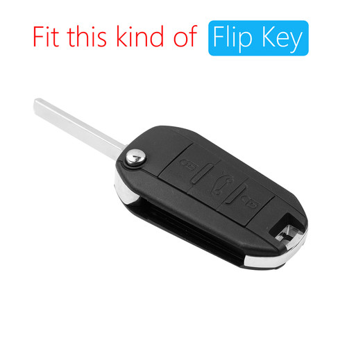 2009-2019 Peugeot 208 508 3008 Leather Silicone Car Key Case Cover With Buckle Generic