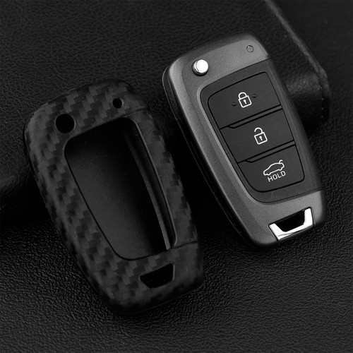 2018-2020 Hyundai Accent Santa Fe Veloster Leather Silicone Car Key Case Cover With Buckle Generic