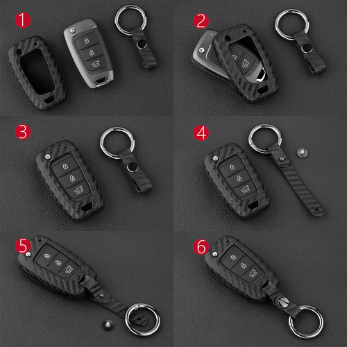 2018-2020 Hyundai Accent Santa Fe Veloster Leather Silicone Car Key Case Cover With Buckle Generic