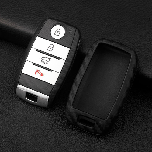 2014-2020 Kia Leather Silicone Car Key Case Cover With Buckle