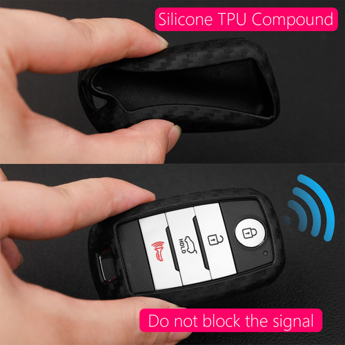2014-2020 Kia Leather Silicone Car Key Case Cover With Buckle