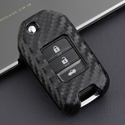 2013-2019 Honda Civic CR-V Odyssey Accord Leather Silicone Car Key Case Cover With Buckle Generic