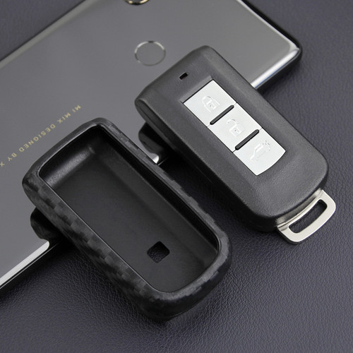 2008-2019 Mitsubishi Outlander Eclipse Cross ASX Lancer Leather Silicone Car Key Case Cover With Buckle Generic