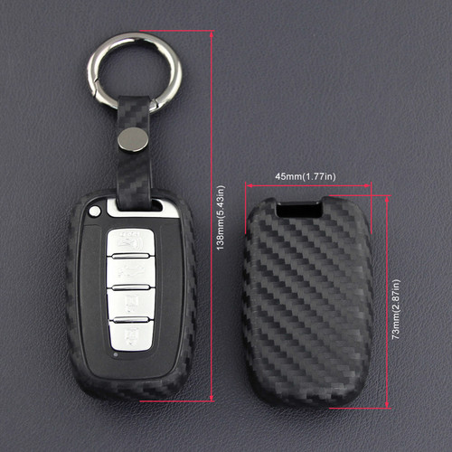 2009-2015 Kia Forte Soul Sportage Leather Silicone Car Key Case Cover With Buckle Generic