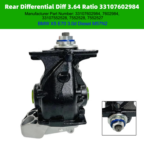 BMW X5 E70 3.0d Diesel M57N2 Rear Differential Diff 3.64 Ratio 33107602984 Generic