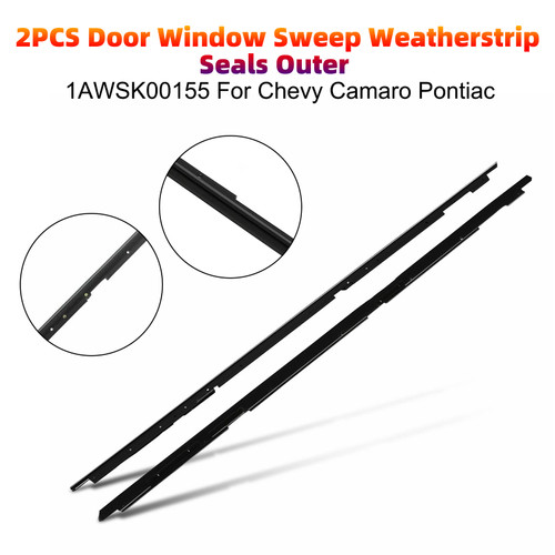 1982-1992 Chevrolet Camaro Outer Side 2PCS Door Window Sweep Weatherstrip Seals Outer 1AWSK00155 Generic