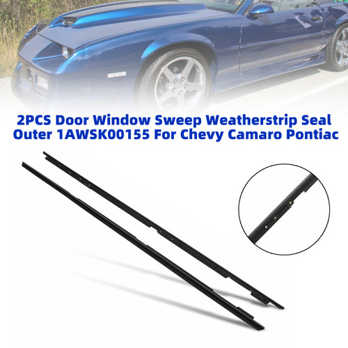 1982-1992 Pontiac Firebird Outer Side 2PCS Door Window Sweep Weatherstrip Seals Outer 1AWSK00155 Generic