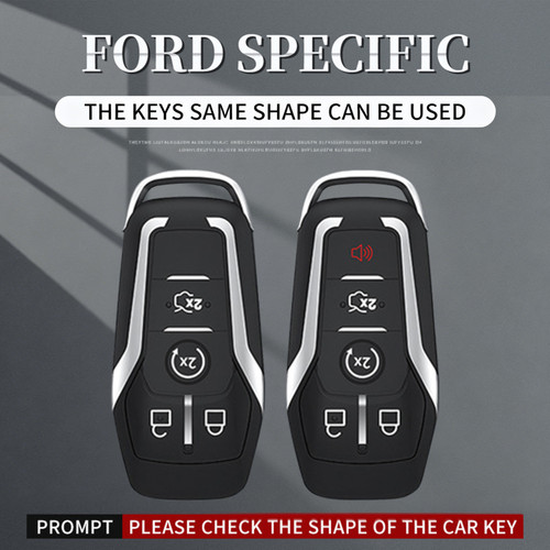 Aluminum Alloy TPU Silver Car Key Case Cover With Buckle For Ford