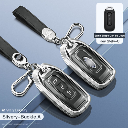 Aluminum Alloy TPU SIL Car Key Case Cover With Buckle For Ford