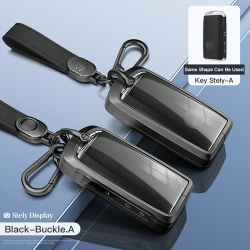 Aluminum Alloy TPU Black Car Key Case Cover With Buckle For Mazda CX-4 CX-5