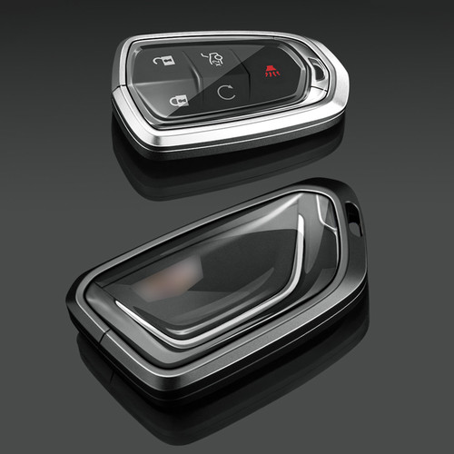 Aluminum Alloy TPU BLK Car Key Case Cover With Buckle For Cadillac