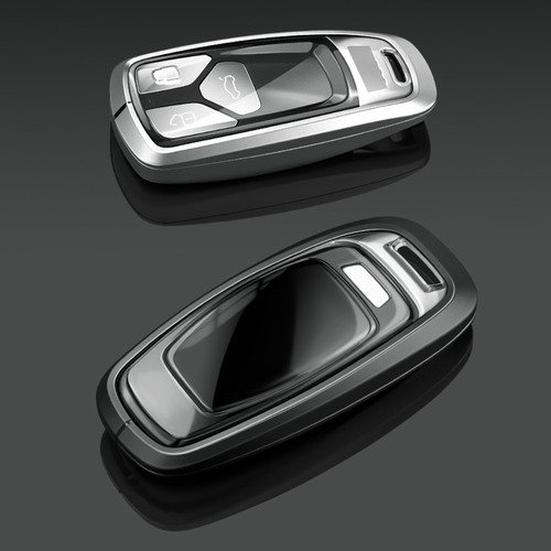 Aluminum Alloy TPU Black Car Key Case Cover With Buckle For Audi A6l A4l A3