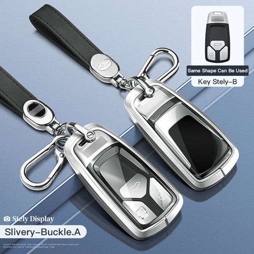 Aluminum Alloy TPU SIL Car Key Case Cover With Buckle For Audi A6l A4l A3