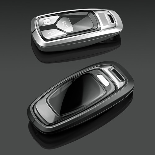Aluminum Alloy TPU Car Key Case Cover With Buckle Black For Audi A6l A4l A3
