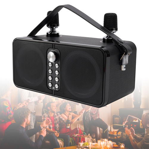 Wireless Bluetooth Speaker Dual Microphone Karaoke All-In-One Outdoor Portable